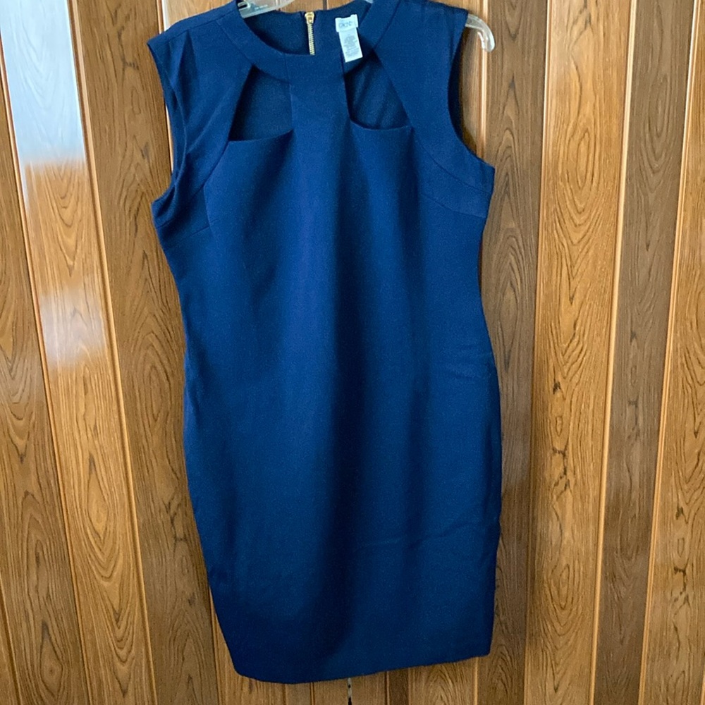 Cache Women’s Dress Size 14 Sleeveless Round Necklace Zipper Close Lining Blue
